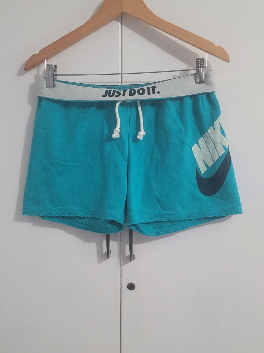 Nike Women’s Teal Logo Shorts - Just Do It. Waistband